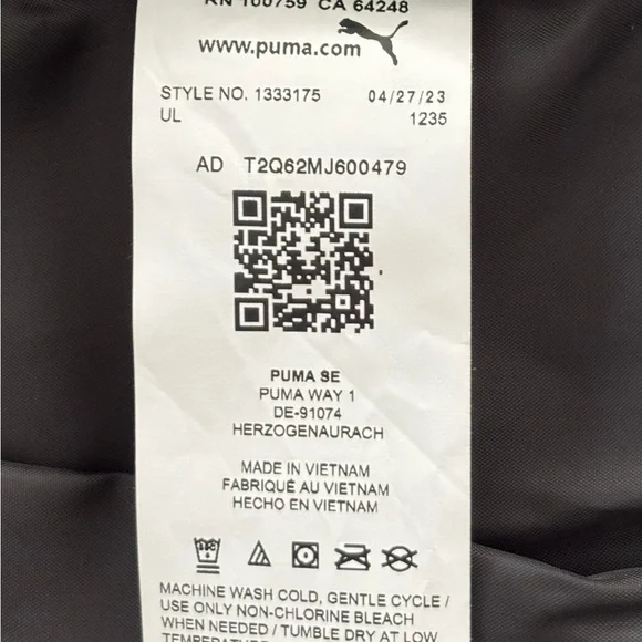 PUMA Kids Cold Weather Vest. Size XS (5/6). Black Pink White. Zip Up. Brand New. - Picture 5 of 9